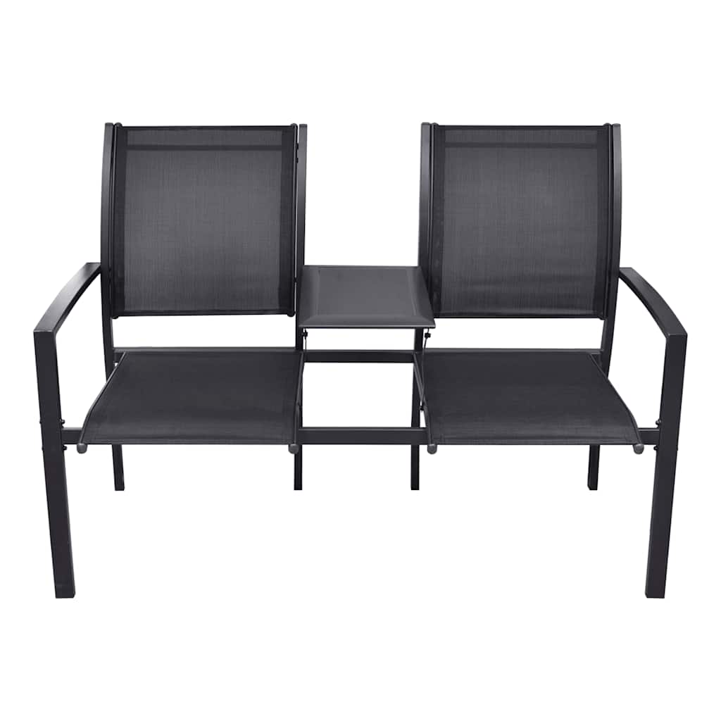Banco de jardín 2 personas acero y textileno negro 131 cm