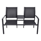 Banco de jardín 2 personas acero y textileno negro 131 cm