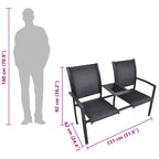 Banco de jardín 2 personas acero y textileno negro 131 cm