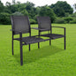 Banco de jardim 2 pessoas aço e textilene preto 131 cm