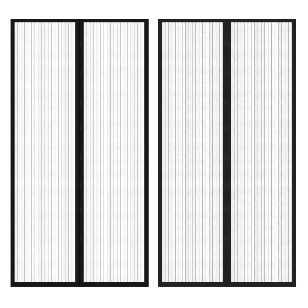 Cortina mosquitera para puerta 2 uds imán negro 210 x 100 cm