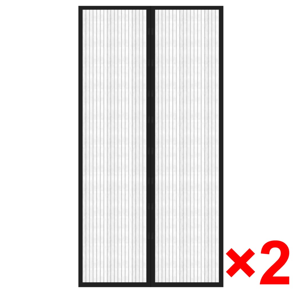 Cortina mosquitera para puerta 2 uds imán negro 210 x 100 cm