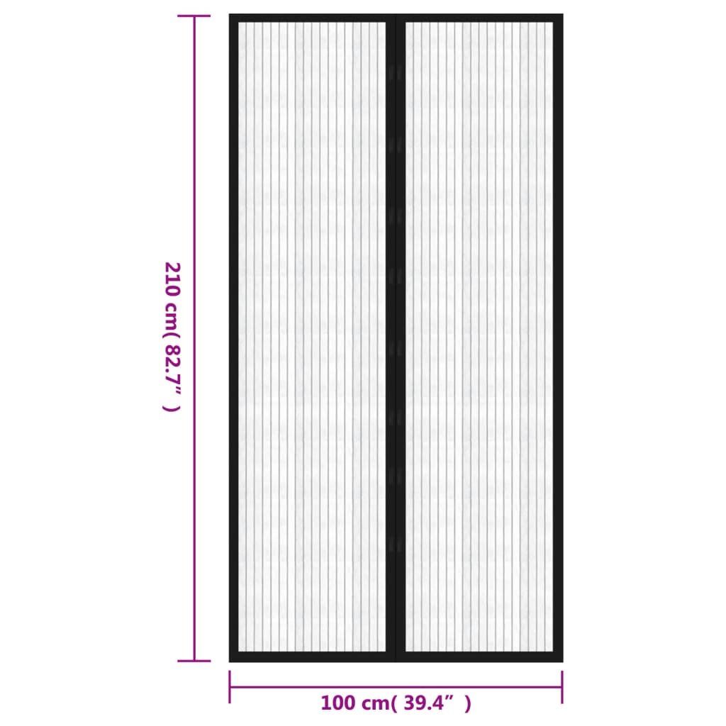 Cortina mosquitera para puerta 2 uds imán negro 210 x 100 cm