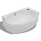Lavabo con hueco de grifo y rebosadero cerámica blanco