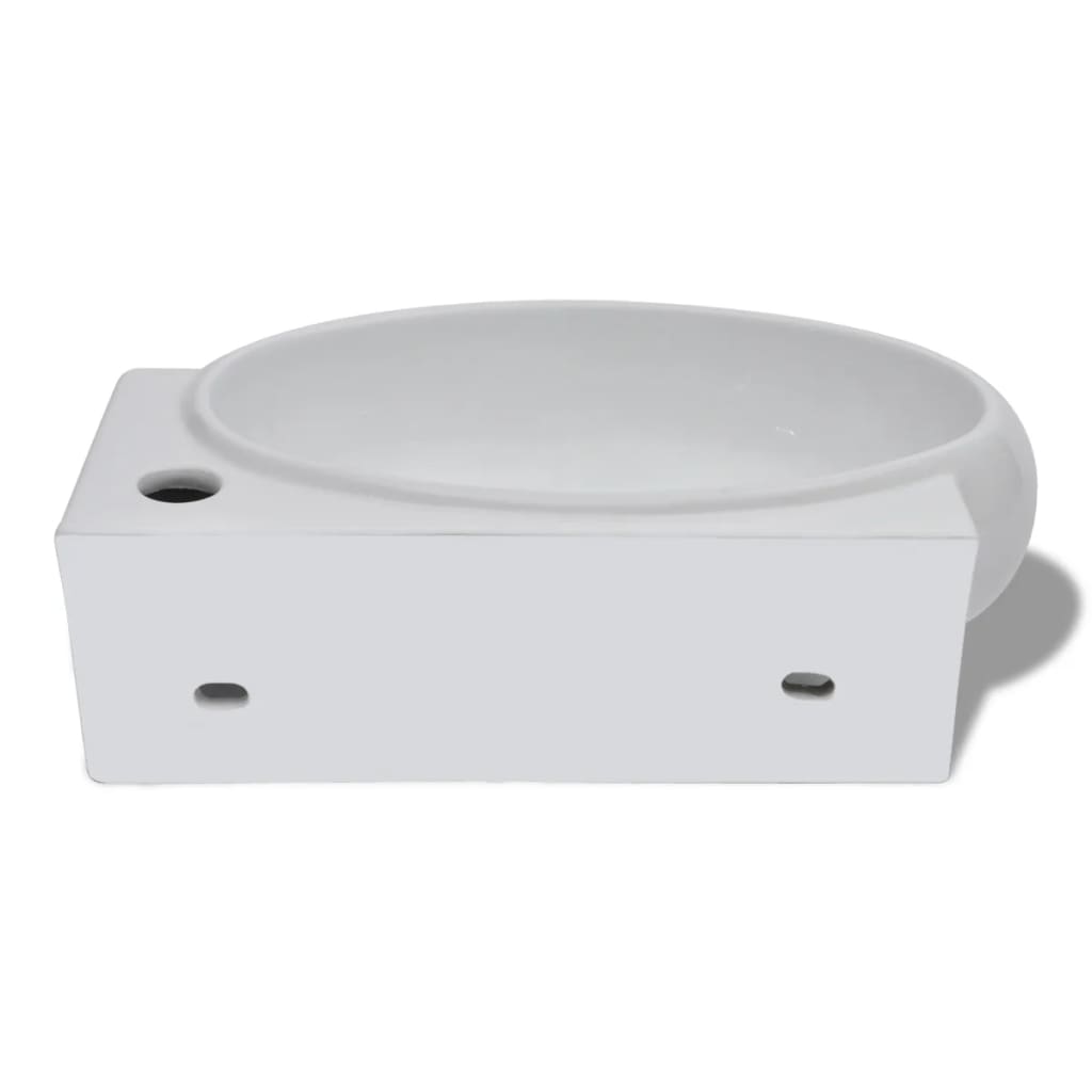 Lavabo con hueco de grifo y rebosadero cerámica blanco