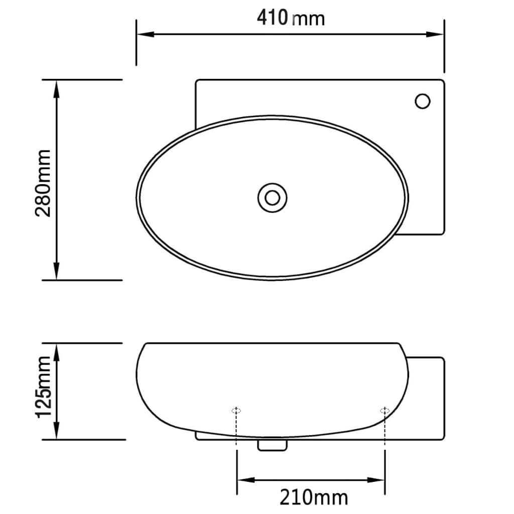 Lavabo con hueco de grifo y rebosadero cerámica blanco