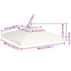 Cubierta de repuesto de cenador 310 g/m² blanco crema 3x3 m