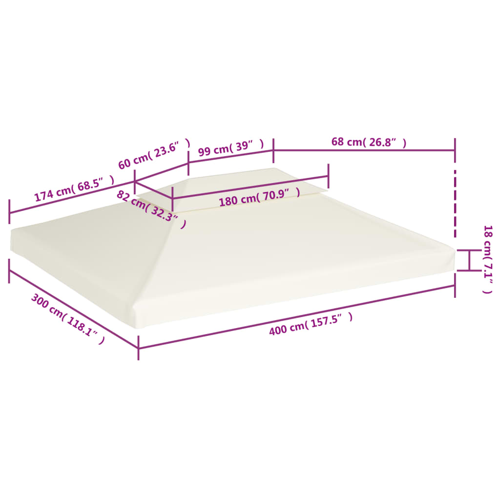 Cubierta de repuesto de cenador crema blanco 310 g/m² 3x4 m