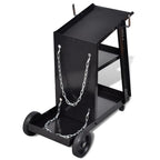 Carro de soldadura negro con 3 estantes organizador de taller