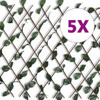 Valla enrejada de sauce 5 piezas hojas artificiales 180x90 cm