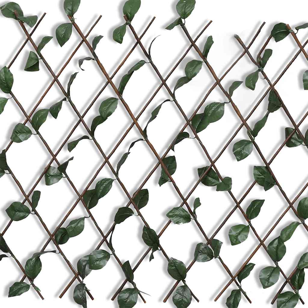 Valla enrejada de sauce 5 piezas hojas artificiales 180x90 cm