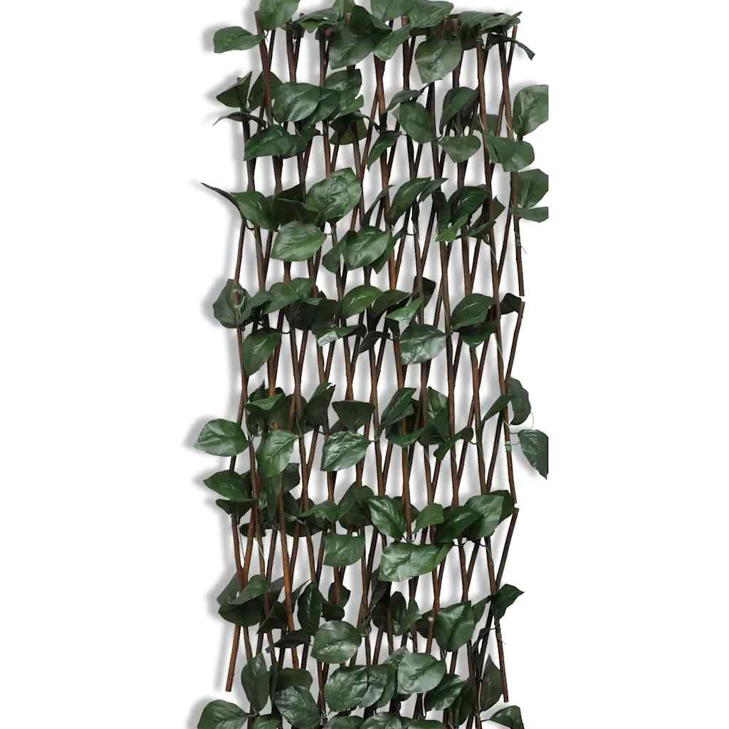 Valla enrejada de sauce 5 piezas hojas artificiales 180x90 cm