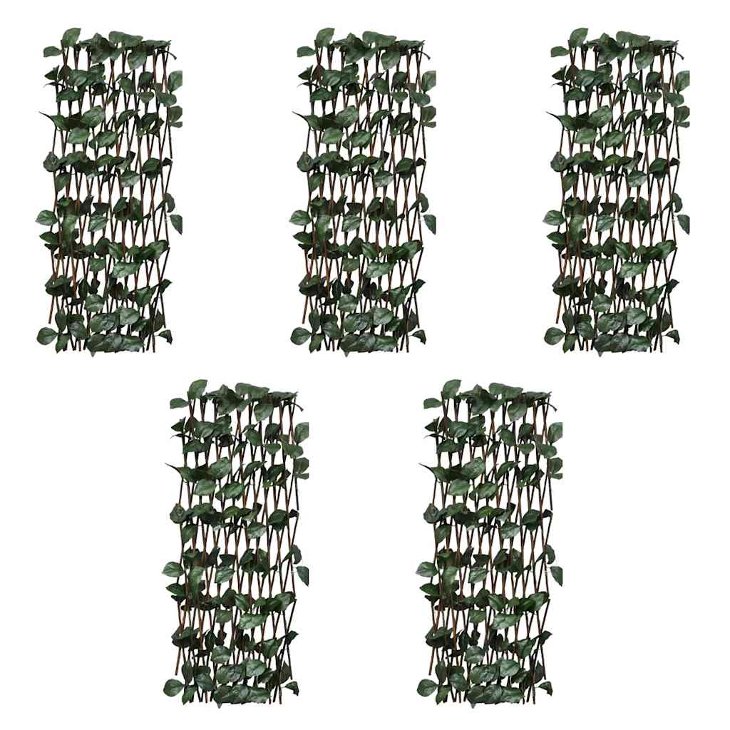 Valla enrejada de sauce 5 piezas hojas artificiales 180x90 cm