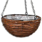 Cesta Redonda Colgante de Sauce Con Capa y Cadena - 4 Piezas