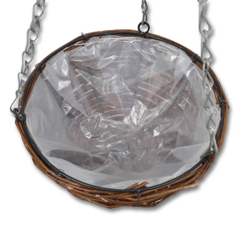 Cesta Redonda Colgante de Sauce Con Capa y Cadena - 4 Piezas