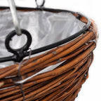 Cesta Redonda Colgante de Sauce Con Capa y Cadena - 4 Piezas