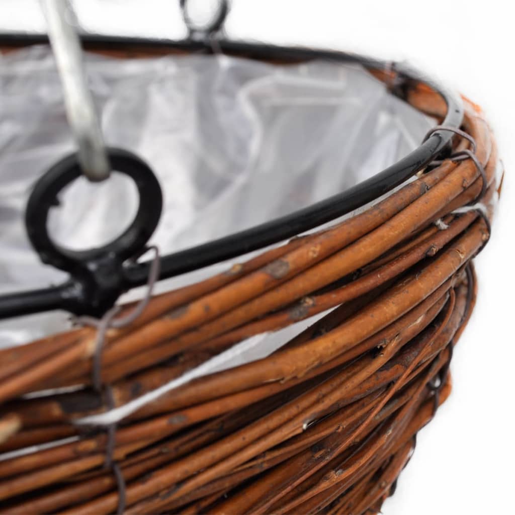 Cesta Redonda Colgante de Sauce Con Capa y Cadena - 4 Piezas
