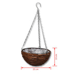 Cesta Redonda Colgante de Sauce Con Capa y Cadena - 4 Piezas