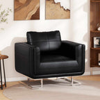 Sillón con patas cromadas cuero sintético blanco