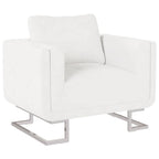 Sillón con patas cromadas cuero sintético blanco