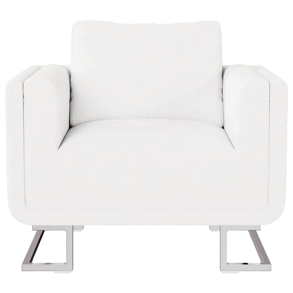 Sillón con patas cromadas cuero sintético blanco