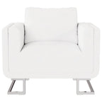 Sillón con patas cromadas cuero sintético blanco