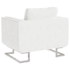 Sillón con patas cromadas cuero sintético blanco