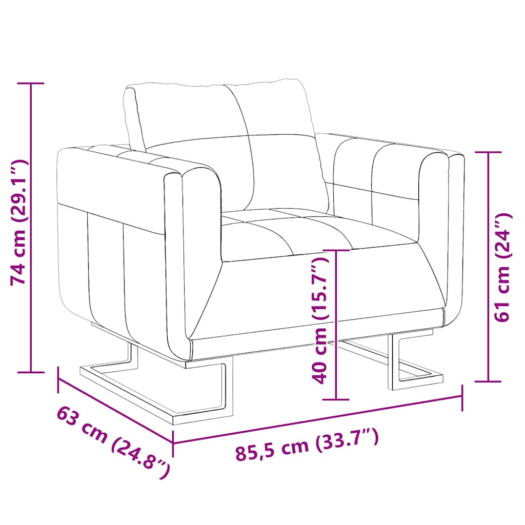 Sillón con patas cromadas cuero sintético blanco