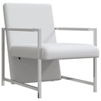 Sillón con patas cromadas cuero sintético blanco