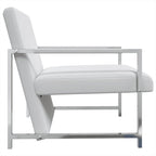Sillón con patas cromadas cuero sintético blanco