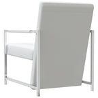 Sillón con patas cromadas cuero sintético blanco