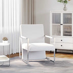 Sillón con patas cromadas cuero sintético blanco