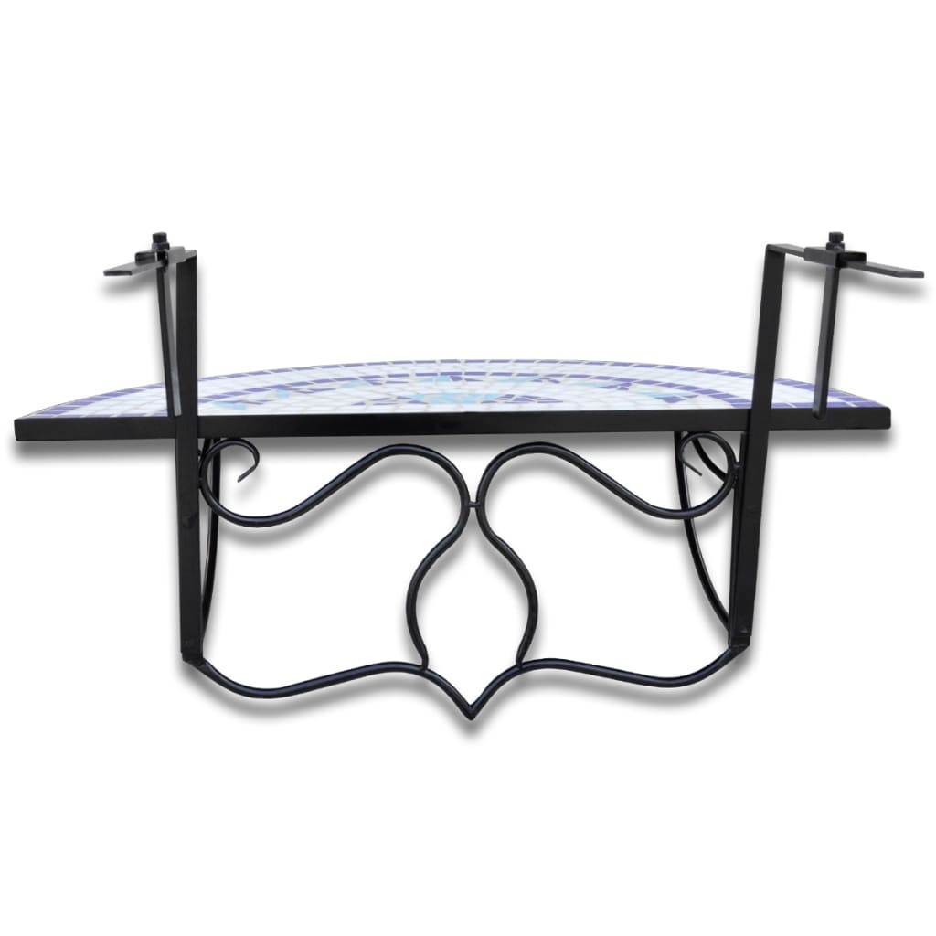 Mesa de balcón colgante mosaico azul y blanco