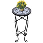 Mesa auxiliar para plantas mosaico azul y blanco