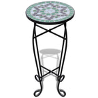 Mesa auxiliar mosaico para plantas verde y blanca