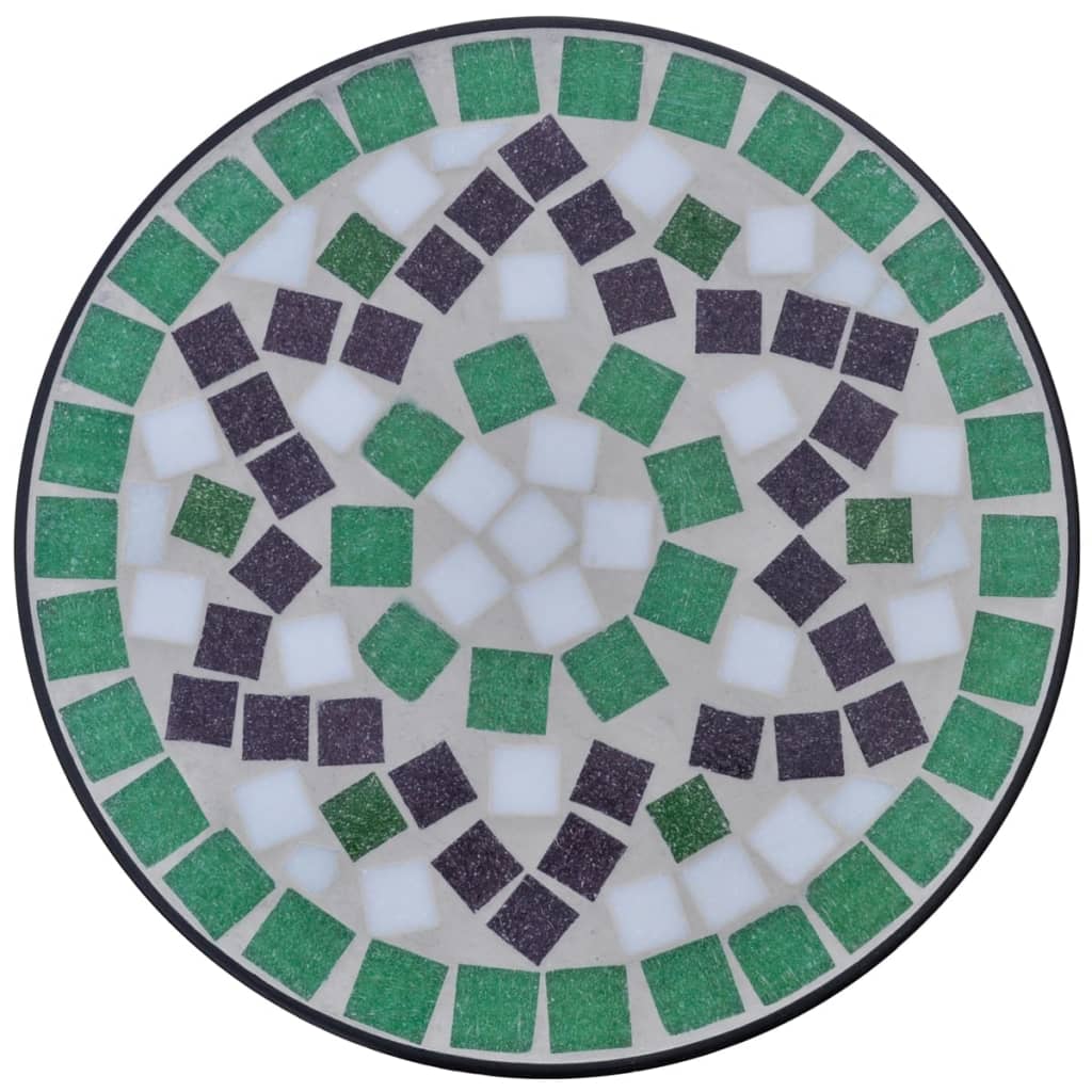 Mesa auxiliar mosaico para plantas verde y blanca
