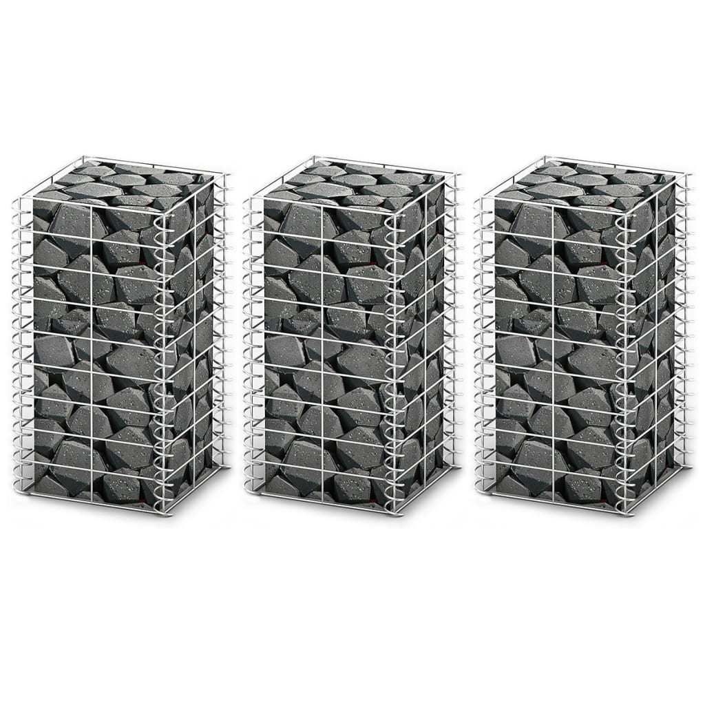 Cestas de muro de gaviones 3 uds acero galvanizado 25x25x197cm