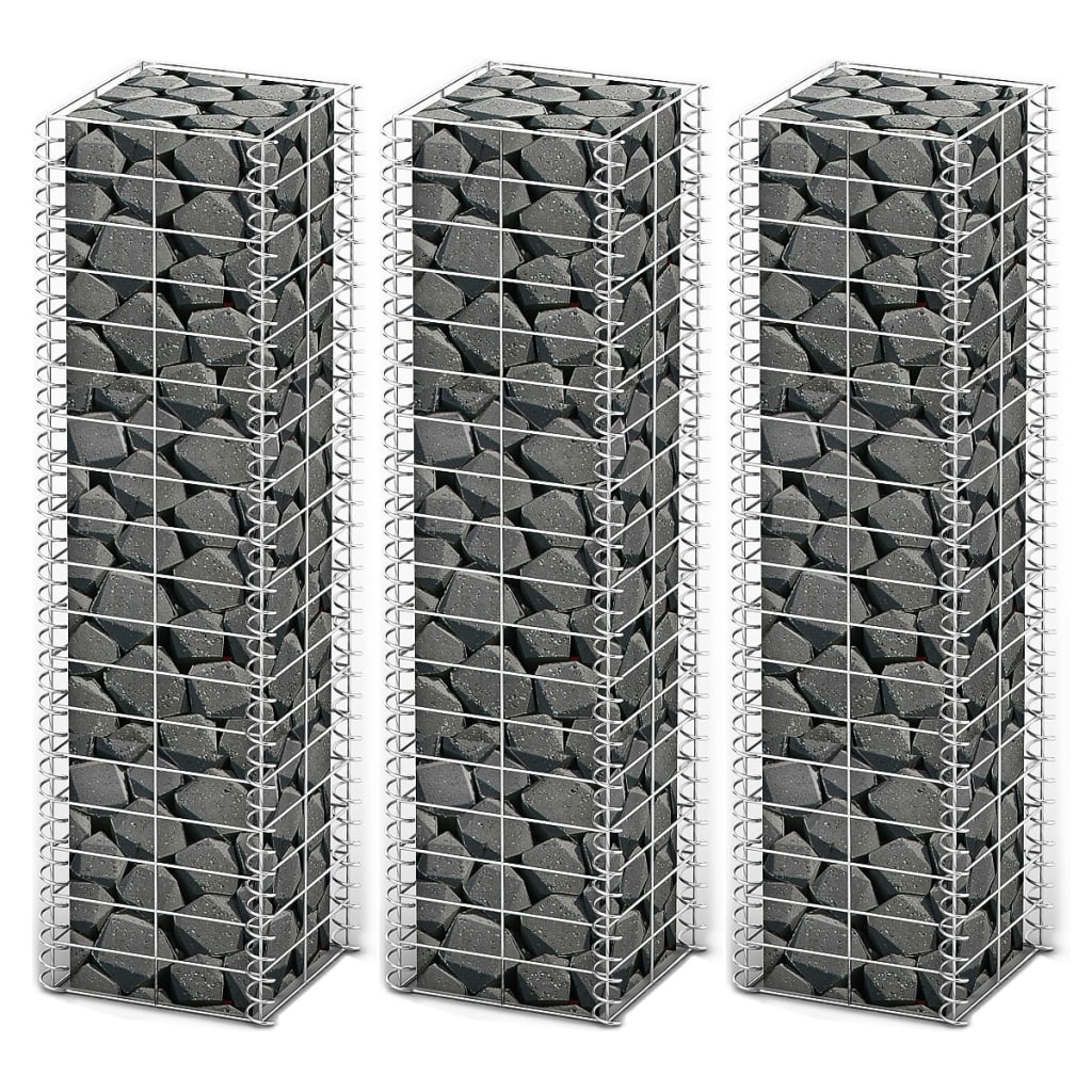 Cestas de muro de gaviones 3 uds acero galvanizado 25x25x197cm