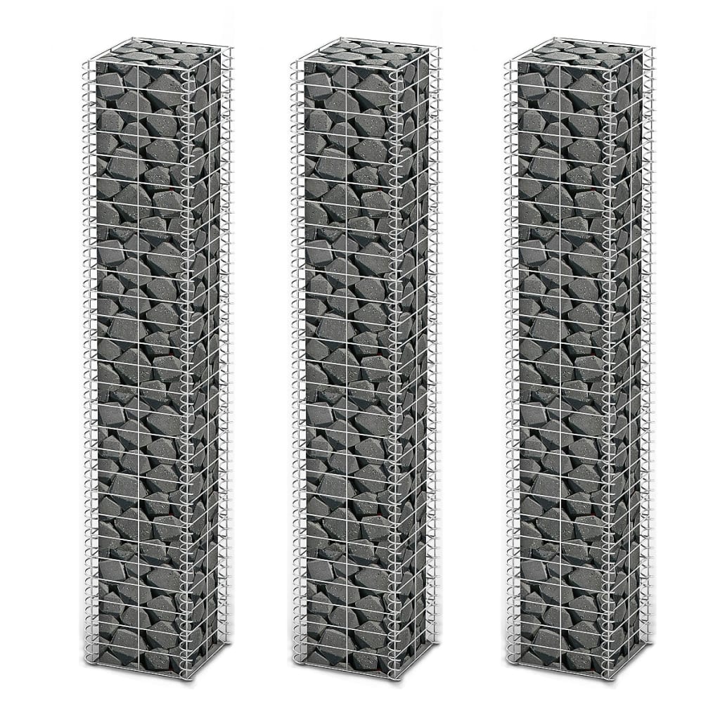 Cestas de muro de gaviones 3 uds acero galvanizado 25x25x197cm