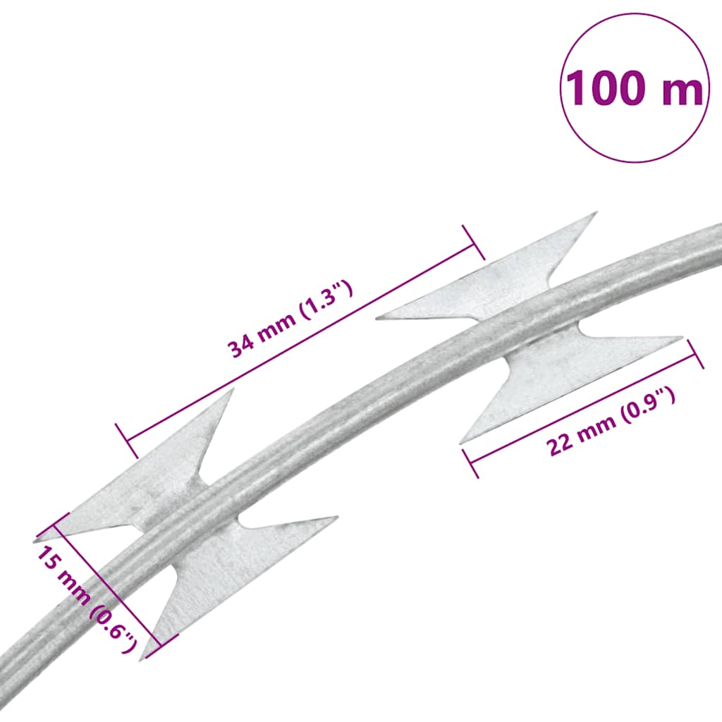 Alambre de espino concertina helicoidal acero galvanizado 100 m