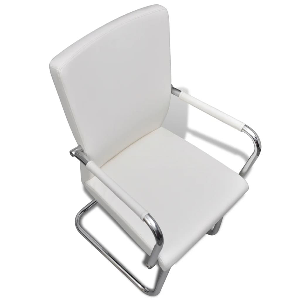 Sillas de comedor voladizas 6 unidades de tela blanca