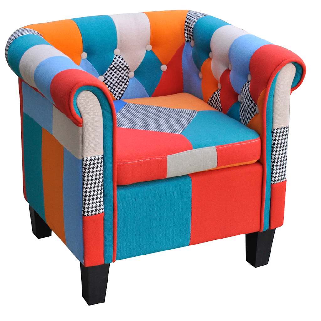 Sillón con diseño de retales de tela Patchwork