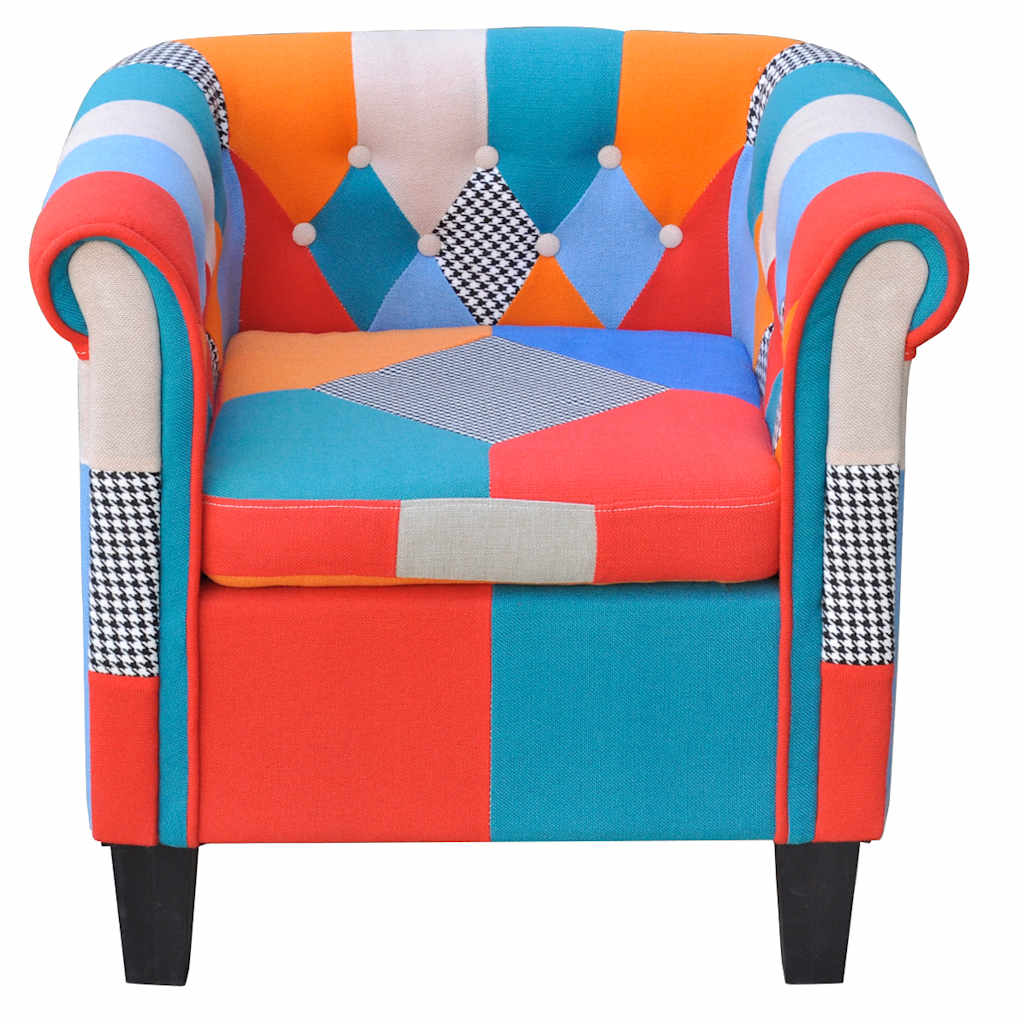 Sillón con diseño de retales de tela Patchwork