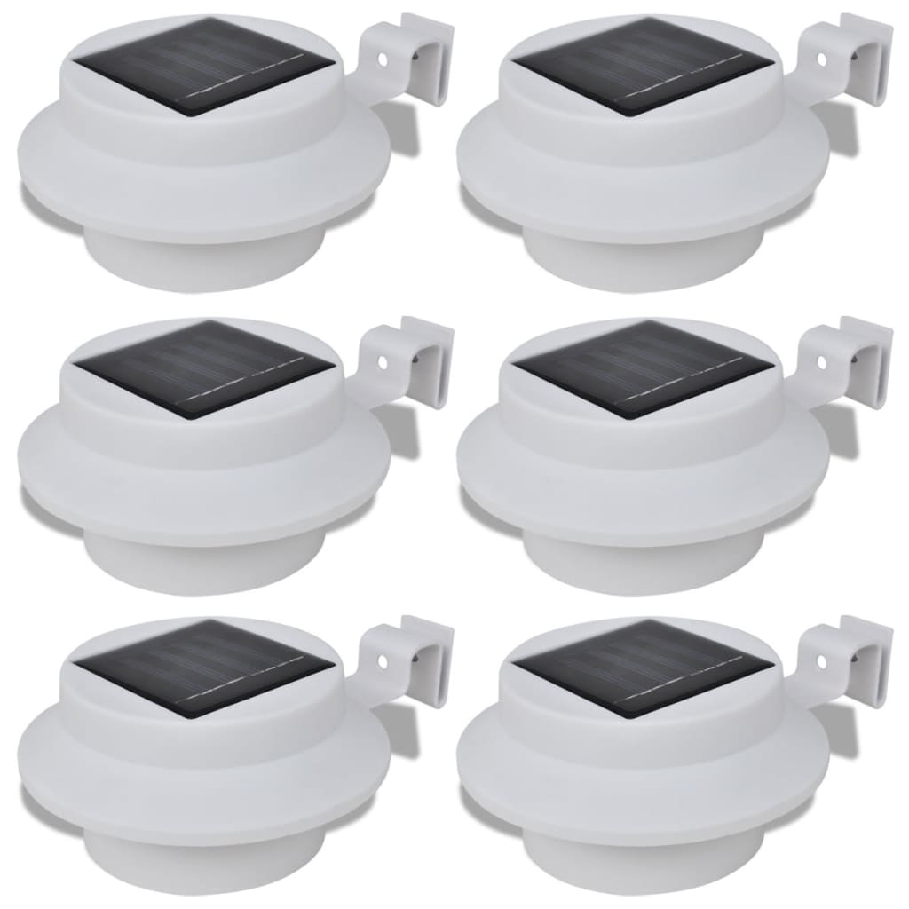 Foco solar blanco para vallas de jardín, 6 unidades