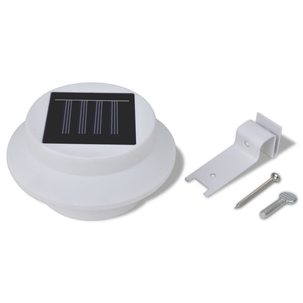 Foco solar blanco para vallas de jardín, 6 unidades