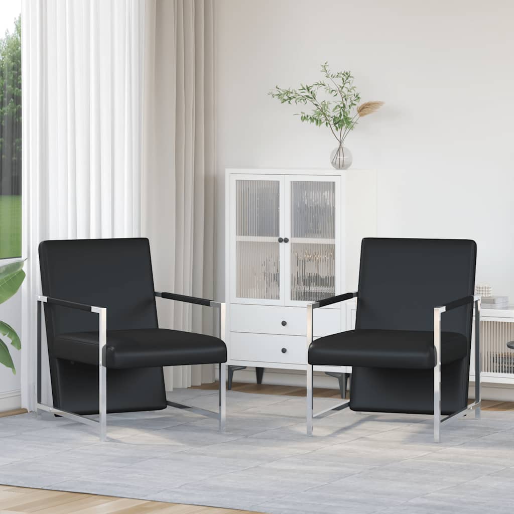 Sillón con patas cromadas cuero sintético blanco