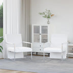 Sillón con patas cromadas cuero sintético blanco