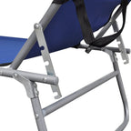 Tumbona plegable con capota acero y tela azul