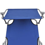 Tumbona plegable con capota acero y tela azul