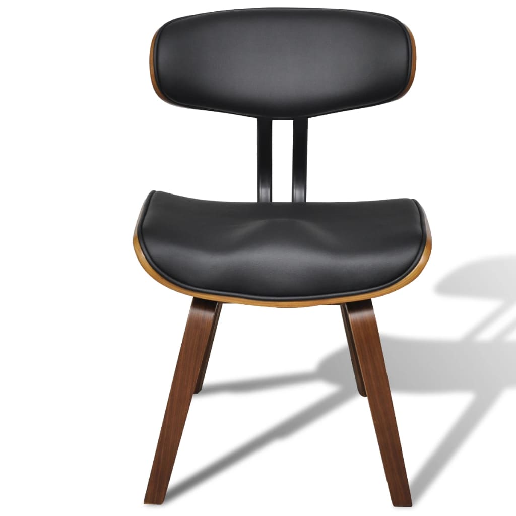 Sillas de comedor 2 unidades madera curvada y cuero sintético